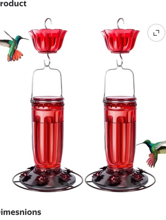 kingsyard Other - Red Glass Hummingbird Feeder Set - Decorative Hanging Nectar Feeders